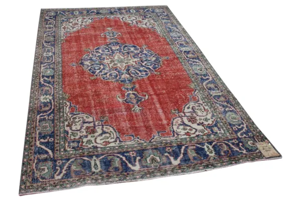 Vintage vloerkleed met rood nr.7226 284cm x 173cm