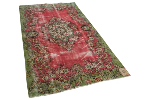 vintage vloerkleed roze, groen 7677 250cm x 140cm