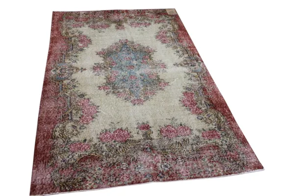 Vintage vloerkleed met rood 25836 232cm x 135cm