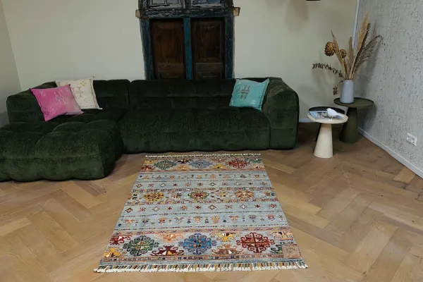 Handgemaakt vloerkleed uit Afghanistan 12629 165cm x 126cm 