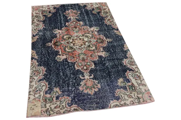 Vintage vloerkleed blauw 13288 161cm x 102cm