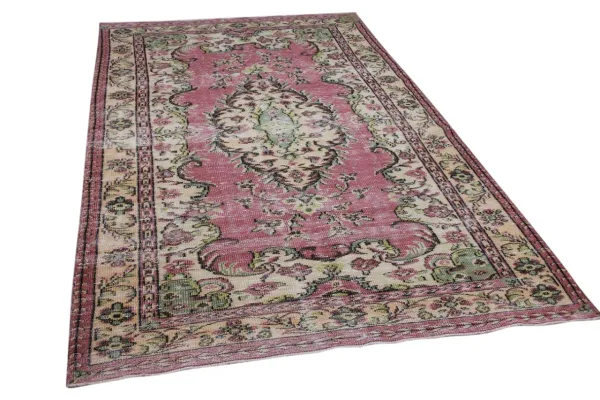 Vintage vloerkleed roze 15774 280cm x 161cm