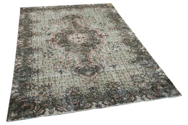 Vintage vloerkleed groen 18493 249cm x 166cm
