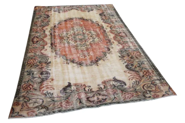 Vintage vloerkleed met oranje 18895 260cm x 167cm