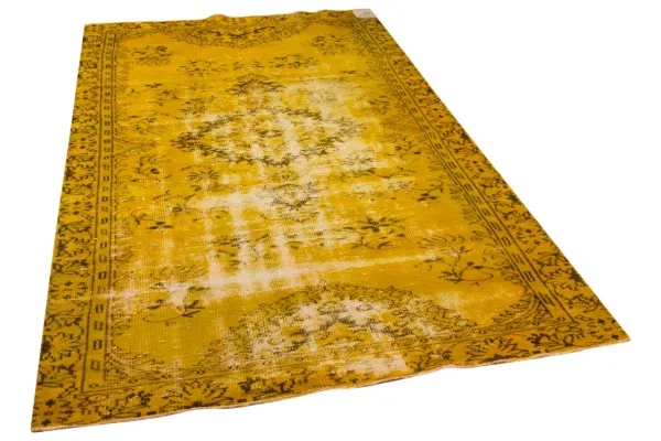 Vintage vloerkleed geel 19025 266cm x 153cm
