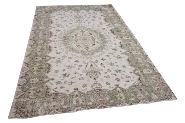 Vintage vloerkleed groen 19740 303cm x 185cm