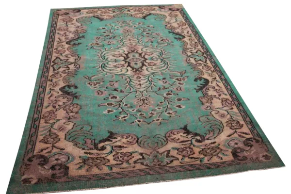 Vintage vloerkleed groen 19747 254cm x 161cm