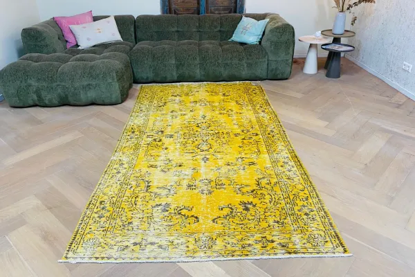 Vintage vloerkleed okergeel 22987 264cm x 147cm