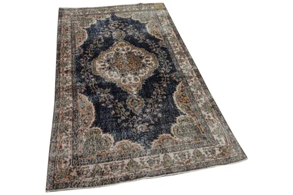 Vintage vloerkleed met blauw 23830 214cm x 119cm