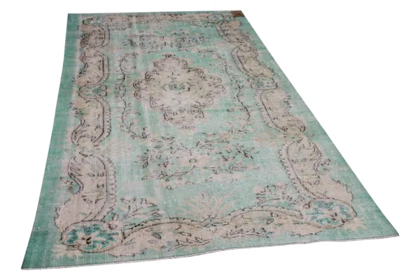 sale Vintage vloerkleed groen 34808 286cm x 159cm