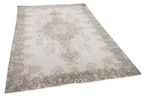 Vintage vloerkleed beige met groen 7484 266cm x 178cm