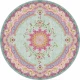 Rond vintage look vloerkleed pastel kleuren nr.1471, in diverse maten verkrijgbaar