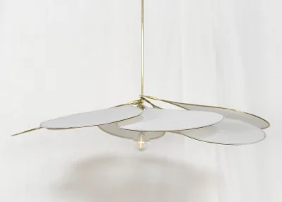 Georges store precieuse lamp, kleur; Naturel materiaal; messing met stof